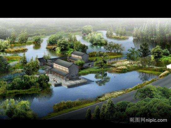 效果图/中国传统园林景观设计PSD素材