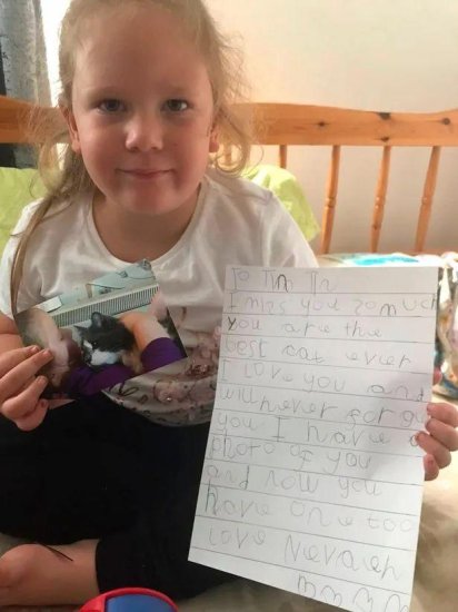 5岁女孩给去世猫咪寄信，一个月后<em>...</em>竟然收到了回信