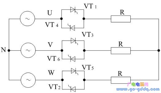 电路 晶闸管/首先要确定电路中门极起始控制点，把图中的晶闸管换成二极管可...