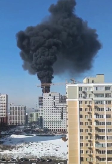 俄罗斯莫斯科州一高层建筑起火 暂无<em>人员伤亡</em>