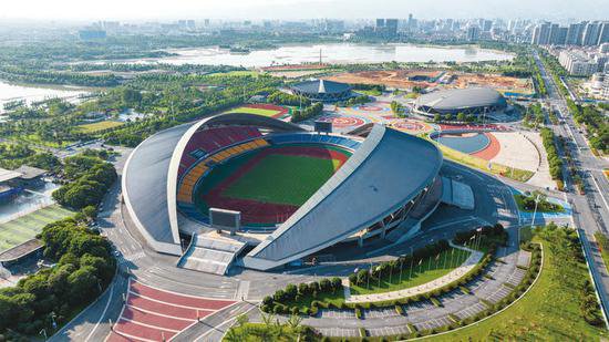 杭州亚运会|景观临设主打“低碳可循环”——探访金华市体育中心
