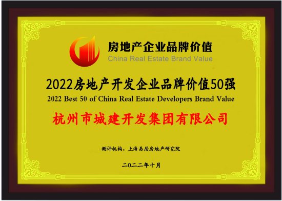 杭州市城建开发集团有限公司（大家房产）荣获2022房地产开发...