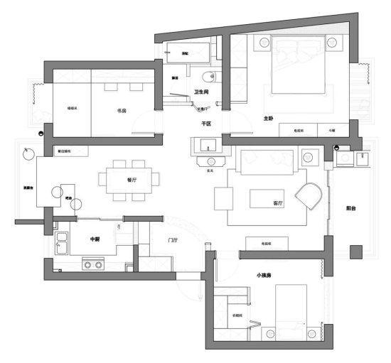 小清新的123平现代美式风<em>三</em>居室，轻松又舒适的家