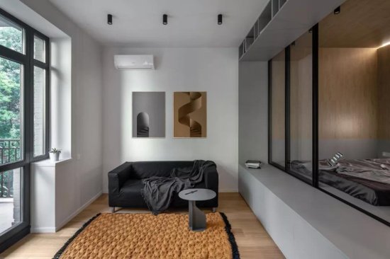 41㎡<em>小户型单身公寓</em>现代时尚风，干练有气质，卧室有创意！