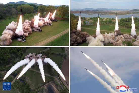 <em>金正</em>恩指导超大型火箭炮兵部队进行核反击模拟演习