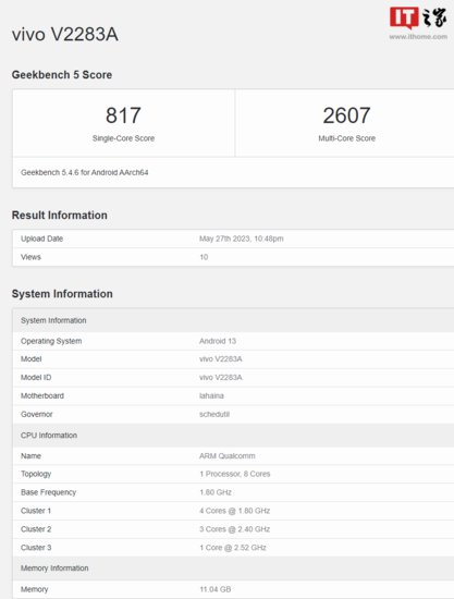 vivo S17<em>手机</em>现身Geekbench<em>网站</em>：预装运行Android 13操作系统...