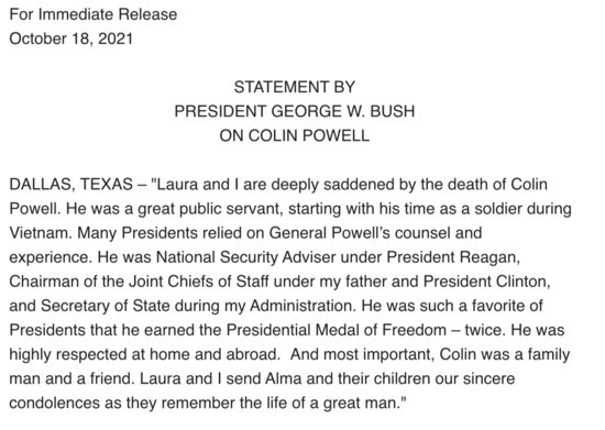 美前国务卿<em>鲍威尔去世</em> 小布什发声明哀悼
