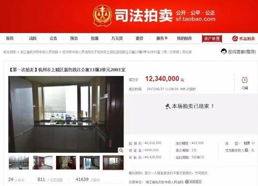 杭州火灾小区未受事故影响 房子拍出7.8万/㎡高价