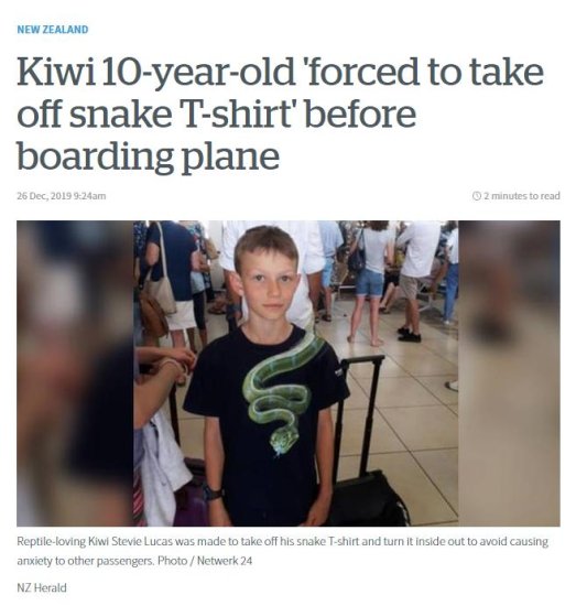 身上有“蛇”无法登机 坐飞机时<em>衣服图案</em>要注意？
