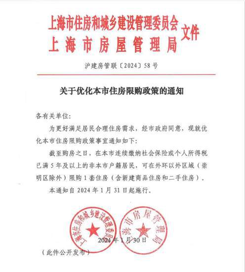 上海取消非户籍单身购房限制 以更好满足居民合理<em>住房</em>需求