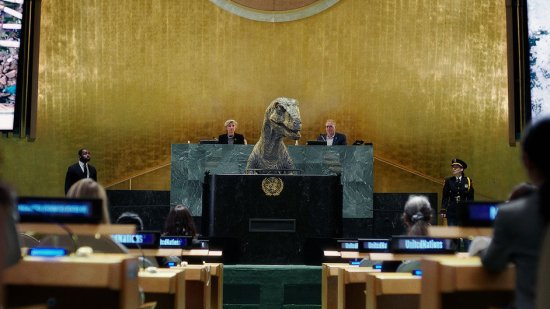 恐龙在联合国“发言”<em> 呼吁人类</em>不要自我灭绝