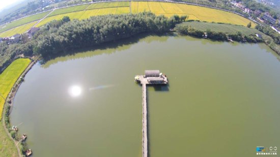 杭州/图为高空鸟瞰金色池塘。