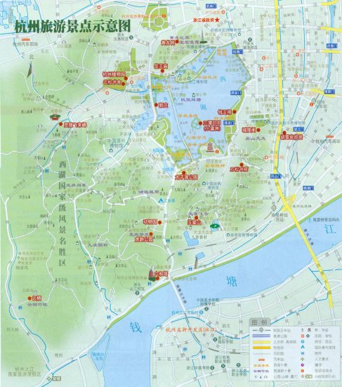 杭州/杭州市旅游景点示意图,公园,西湖,图片展示,景...