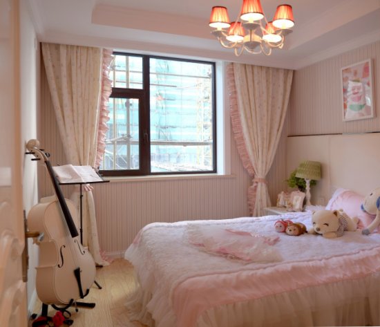 84平欧式三居室，粉色<em>儿童房设计</em>看着非常的美丽<em>儿童房</em>