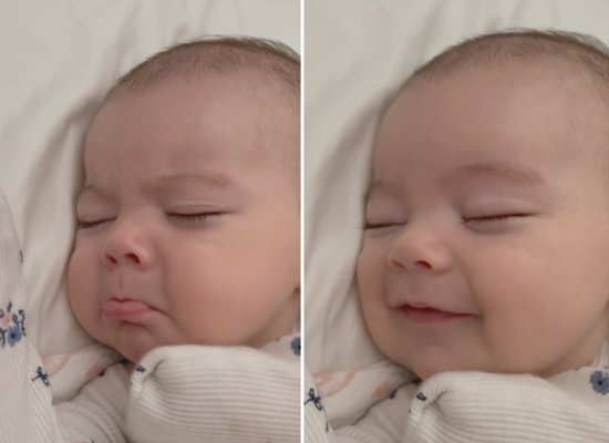 美国一2个月大女婴睡觉时做<em>各种表情</em> 网友：影后级<em>表情</em>管理