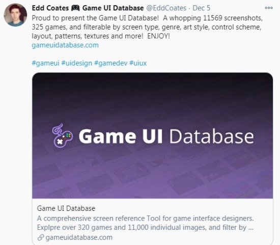 灵感发源地《Game UI Database》<em>数据</em>库<em>网站</em>上线