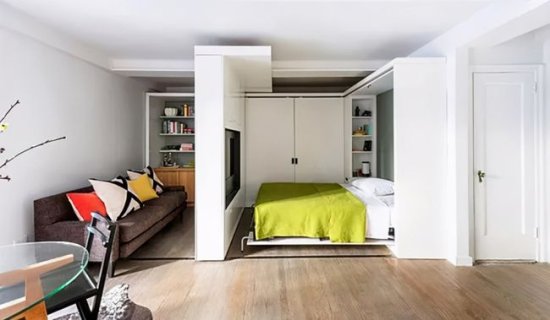 35平单身公寓，<em>家里</em>太小就把床藏到柜子里，果然方便又显宽敞！