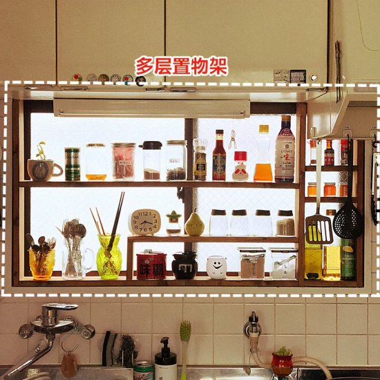 只要厨房还有1㎡，日本都不放过做收纳，窗口打多层<em>架</em>，<em>储物</em>翻倍