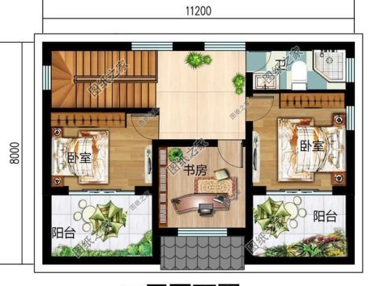 新农村80平米<em>二层</em>房屋设计图纸,精简<em>户型</em>,地方不大也能合理规划