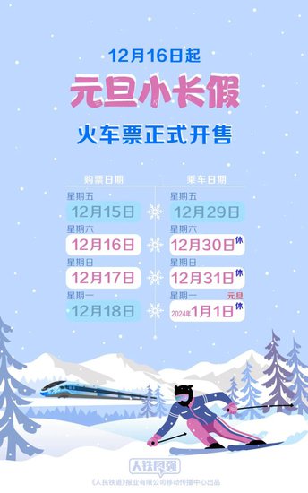 元旦<em>火车</em>票12月16日起开售、飞机票量价齐涨，多地景区免门票