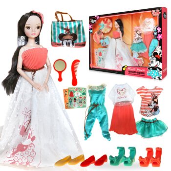 迪士尼/可儿娃娃时尚礼裙中国古装女孩玩具关节体芭比娃娃经典米妮换装...
