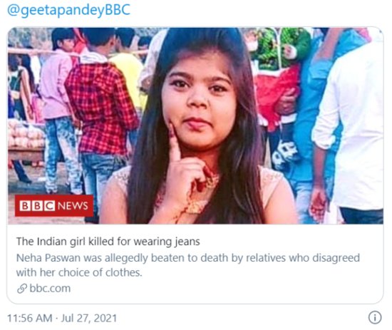 17岁女孩被<em>家人打死</em>抛尸桥上，被打原因：穿了牛仔裤？！
