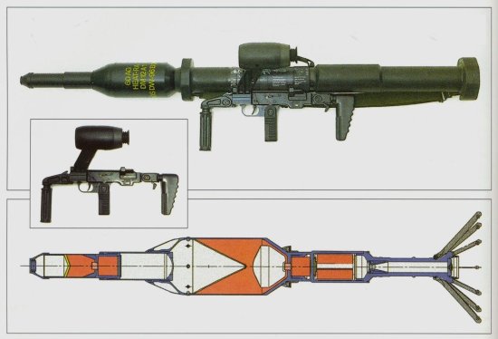 坦克/铁拳3型反坦克榴弹的剖视图，可见其采用的是锥形装药。
