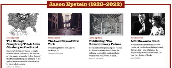 《纽约书评》联合创始人爱泼斯坦离世，曾发起“<em>平装书</em>革命”