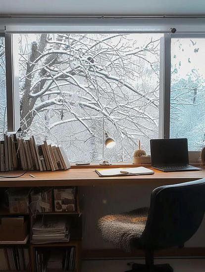这样<em>的冬日</em>，好想有个这样<em>温暖的</em>书房，在屋内赏雪景