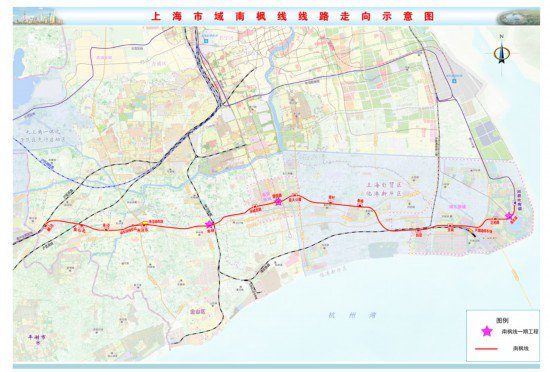 南枫线一期工程开工，上海还在推进这些市域铁路，站点<em>示意图</em>...