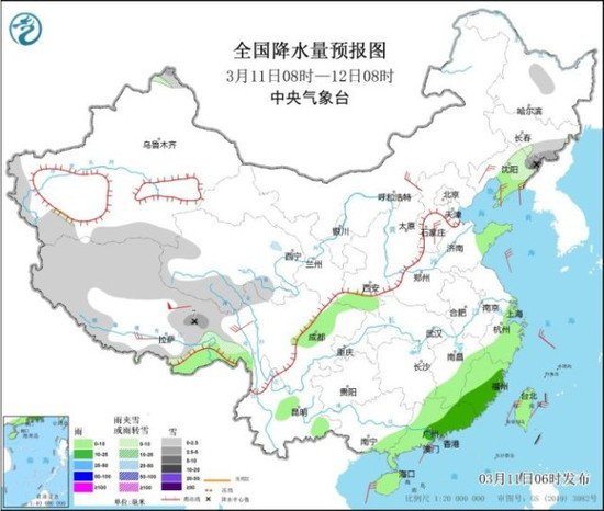 中央气象台：江南华南等地阴雨连绵，15日前中东部大部地区维持...