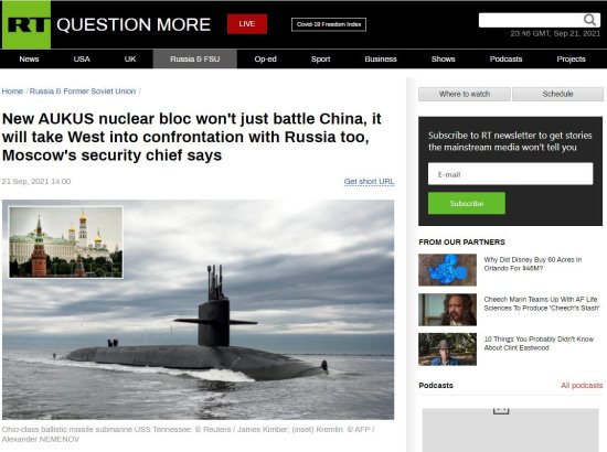 AUKUS将在太平洋深处<em>部署核潜艇</em>，俄安全高官：充满敌意，针对...