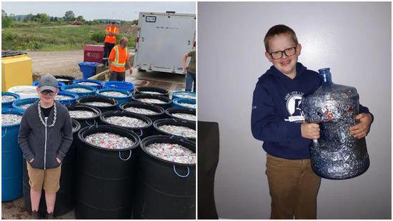 10岁自闭症男孩回收超<em>1吨易拉罐</em>拉环破吉尼斯纪录