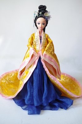 古装 可儿/新款中国芭比配件 古装娃衣可儿30cm六分娃换装衣服只是黄色...