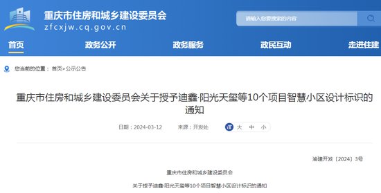 <em>重庆市住房和城乡建设</em>委员会关于授予迪鑫·阳光天玺等10个项目...