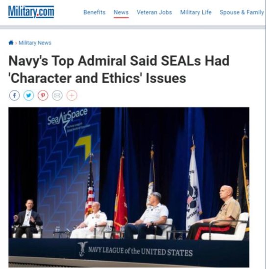 美国海军最高军官：<em>海豹突击队</em>在品格和道德方面存在问题